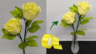 DIY | Cara Bikin Bunga Mawar Dari Pita Satin Yang Mudah | How To Make Rose With Satin Ribbon Easy