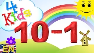 Numbers counting 10-1 (Reverse) Learning Video for children and toddlers (english)