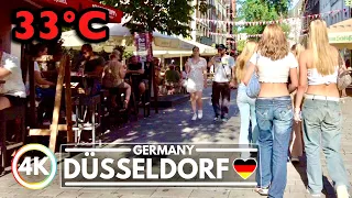 Düsseldorf Germany Heatwave Walk at 33°C, August 2022, Hot Summer in 4K