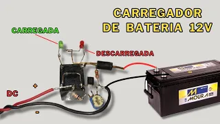 CARREGADOR de BATERIA SIMPLES de 12 Voltes com CORTE AUTOMATICO com PEÇAS SIMPLES