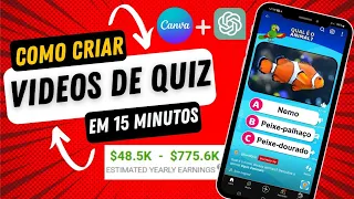 Como criar vídeos SHORTS de QUIZ em massa usando IA do CANVA | Ganhe dinheiro com canal de SHORTS