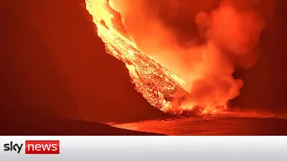 RAW VIDEO: Lava from La Palma volcano enters Atlantic Ocean