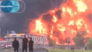 Ukrainian firefighters battle huge blaze at Kiev fuel depot