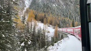 Passing the Albula valley with the Bernina Express