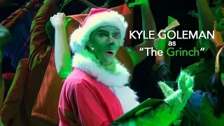 Kyle Goleman as The Grinch in The Young Americans Magic of Christmas