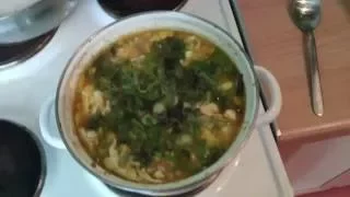 Куриный суп с блинчиками  Chicken soup with egg pancakes