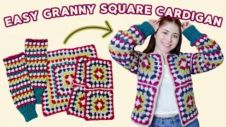 EASY Granny Square Cardigan Tutorial - Beginner friendly