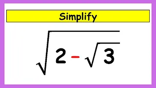 🔴Nice Algebra Square Root Math Simplification | Simplify Trick