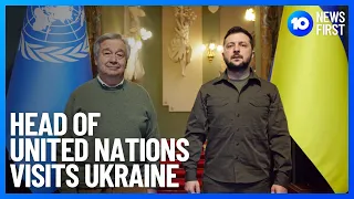 Head Of United Nations Tours Kyiv As Russian Missiles Strike Ukraine | 10 News First