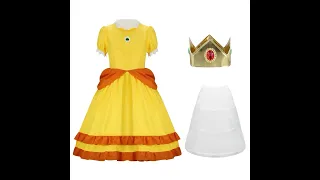 Vikidoky Girls Princess Daisy Dress Mario Cosplay Costume