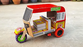 How to make Matchbox Auto-Rickshaw at Home - DIY matchbox auto