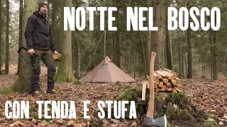 Notte nel bosco | Tenda con stufa | Campeggio invernale | Hot tenting