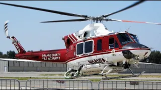 Bell 412 Start-Up, Takeoff & Land Orange County Fire Authority Helicopter N141FA Fullerton Airport