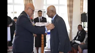 Fijian President His Excellency Jioji Konrote officiates at the Order of Fiji Investiture Ceremony