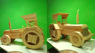 how to make a mini tractor with bamboo/tractor making /amazing bamboo craft mini ideas/