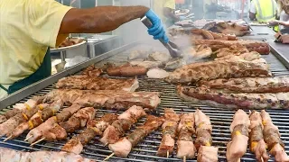 Huge BBQ with Piglet, Sausages, Ribs, Burgers and More. Brasil Street Food