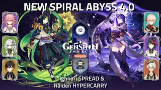 Tighnari Spread & Raiden Hypercarry - Genshin Impact Abyss 4.0 - Floor 12 9 Stars