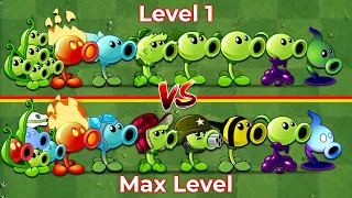 PVZ 2 - Every Peashooters Level 1 vs Max Level!