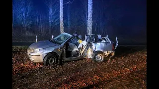 BISCHOFSHEIM i.d.R.: Dramatischer Unfall: Auto kommt von Fahrbahn ab und kracht gegen Baum