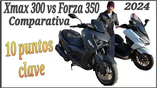 Comparativa 2024 Honda Forza 350 contra Yamaha Xmax 300