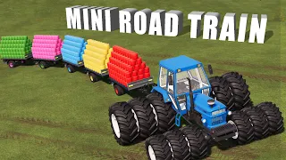 KING OF MINI! ULTRA SMALL HAY BALING w/ 12 WHEELS FIAT TRACTOR! SMALL ROAD RUNNER! |FS19