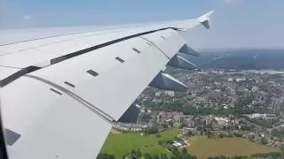 EMIRATES A380-800 landing at Duesseldorf Airport 19.07.2016