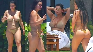 Kim Kardashian Look Alike Busty In Tiny Bikini