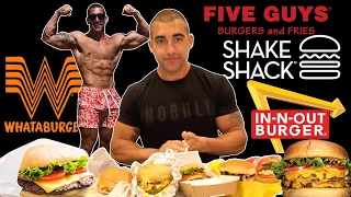 EPIC 5 Double Cheeseburger Cheat Meal | Five Guys VS Shake Shack VS In N Out VS Whataburger