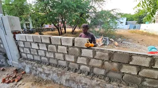 Hollowblock Construction_Compound Wall Build Accurately with Cement Mixing|Compound Wall Design