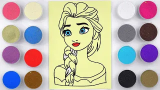 Sand Painting Coloring Elsa Princess For Kids, Toddlers | Coloring Elsa from Frozen Disney Princes