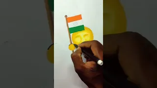 Indian emoji drawing || India flag 🇮🇳 drawing #shorts #satisfying #art #india #viral #emoji
