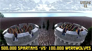 500,000 SPARTANS DEFEND FORTRESS FROM 100,000 WEREWOLVES | Ultimate Epic Battle Simulator 2 UEBS 2