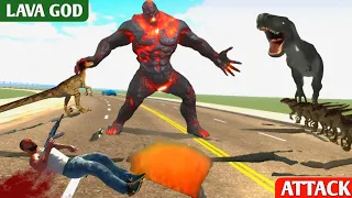 100 DINOSAUR KILL LAVA GOD IN INDIAN BIKE DRIVING 3D|LAVA GOD ATTACK IN City