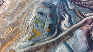 Aerial shot of an open cast mine, Minas de Riotinto, Andalusia, Spain, January 2019