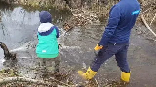 Expedition #12 | Beaver dam removal. 7 years old boy does most of the job. Father and son duo.