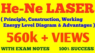 He - Ne LASER | PRINCIPLE, CONSTRUCTION, WORKING, ENERGY LEVEL DIAGRAM OF HELIUM NEON LASER | NOTES