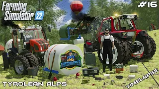 RESCUING RAN AWAY BALES FROM THE CREEK w/WINCH | Tyrolean Alps | Farming Simulator 22 | Episode 16