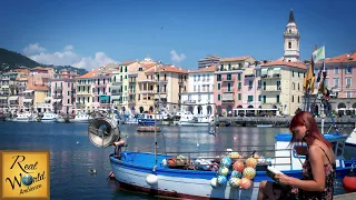 Harbor Ambience in Oneglia Docks Liguria - Relaxing Sea Sounds Seagulls and Fishing Boats - 4k ASMR