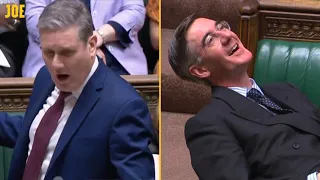 Keir Starmer bodies Jacob Rees-Mogg in front of his friends