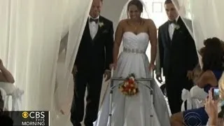 Paralyzed bride walks down the aisle