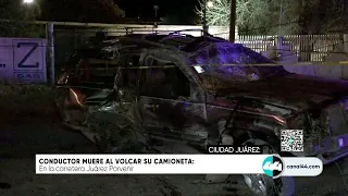 Conductor muere al volcar su camioneta