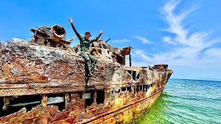 Exploring Abandoned Shipwreck Trapped on CORAL REEF