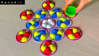 3 Simple Rangoli | Diwali Rangoli Designs | Navratri Rangoli designs | Rangoli colors | Ranu Art