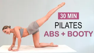 30 MIN PILATES ABS + BOOTY Workout | Mat Pilates | No Squats | Butt Lift + Lean Abs, No Repeat