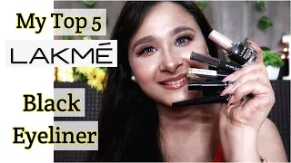 My Top 5 Lakme Eyeliner | Review and Swatches of Lakme Black Eyeliner | Matte and Glossy Eyeliner