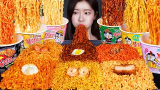 ASMR MUKBANG | SAMYANG BULDAK RAMEN SPICY NOODLE FEAST☆ 6 FLAVORS 🔥🐔 CARBO, CHEESE, ROSE, BLACK BEAN