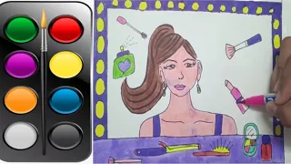 How to Draw Makeup on a Cute Face, Face Makeup Drawing, Jassu Kids Arts