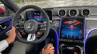 DRIFTING NEW 2023 4 Cylinder C63 AMG +SOUND & RACE Start! POV Drive Interior E-Performance