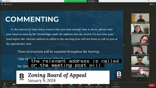 Zoning Board of Appeal Hearings 1-9-24