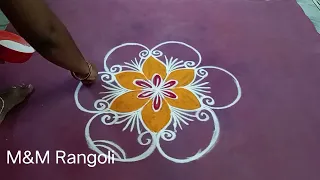 Beautiful flower kolam without dots ll Trendy designs for daily purpose  || simple rangoli